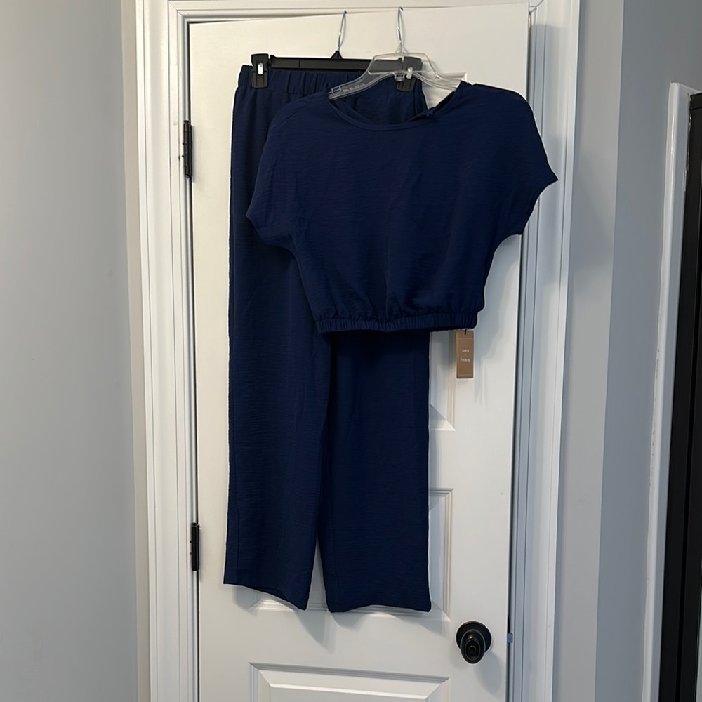 Navy Blue Women's Two-Piece Set